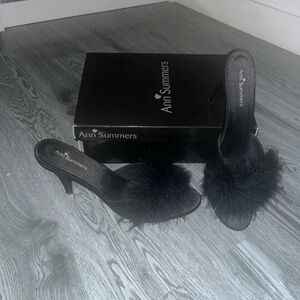Ann Summers Elegant Black Feathered Heels